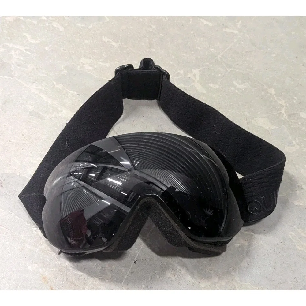 Y2K Snowboard Ski Goggles Black Smoke Lens Quiksilver AS IS Parts Repair